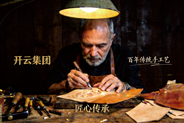 开云集团工匠大师正在精雕细琢皮革制品，展现百年传统手工艺的独特魅力